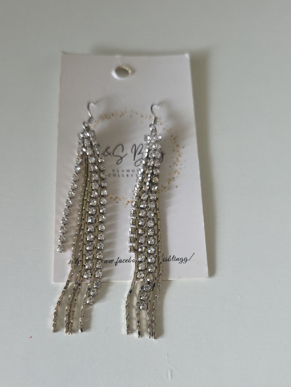 Sparkling Silver Tone Crystal Tassel Earrings